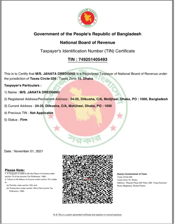 TIN Certificate