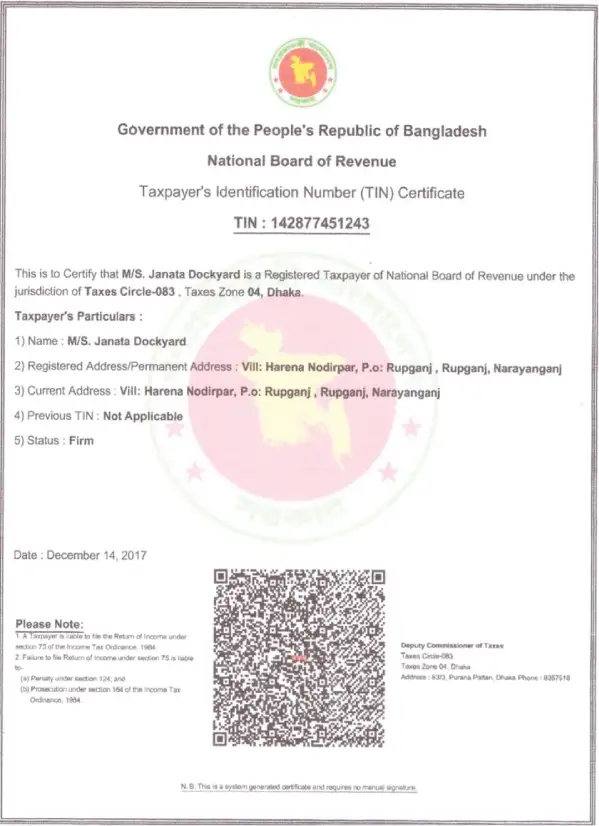 TIN Certificate